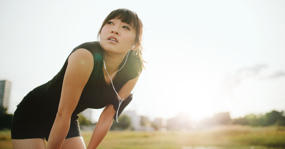 Athlete training outdoors